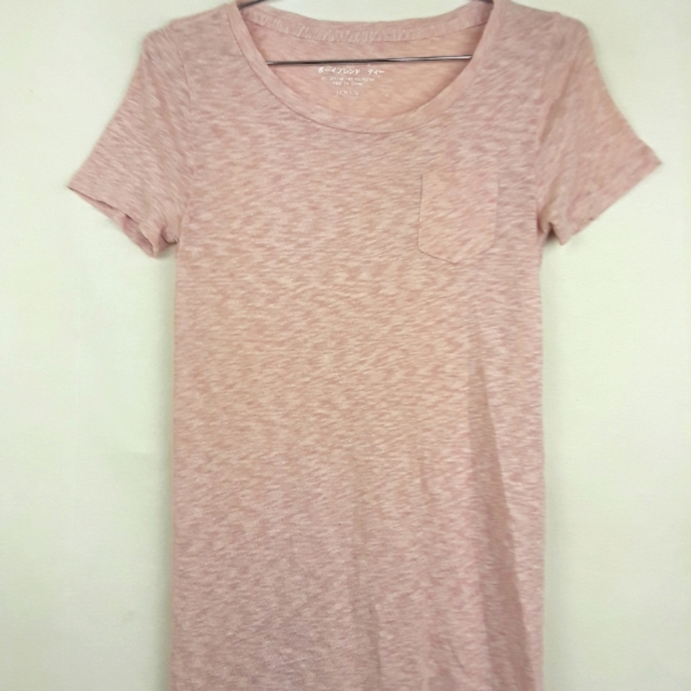 J. Crew Pink Heather Boyfriend Pocket Tee Small